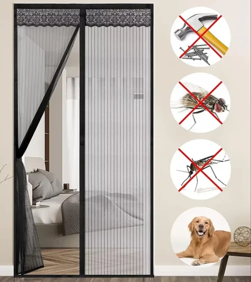 Magnetic Screen Door - Fit for Door Size:36 x 82 Inch Screen Itself Size:38 x83 Inch Hands Free Mesh Partition Heavy Duty Curtain Keeps Bugs Out Frame Hook & Loop Pet and Kid Friendly