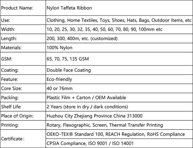 Nylon Taffeta Ribbon
